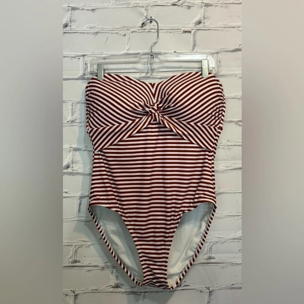 Kona Sol Women's Twist Bandeau Coverage One Piece Swimsuit Red-Size Large - Picture 3 of 4